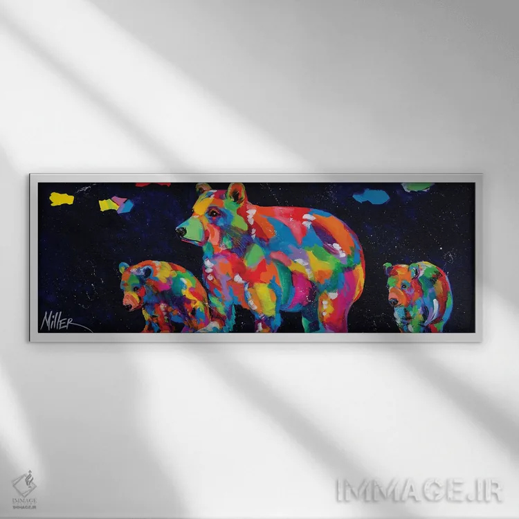 تابلو دکوراتیو خرس مادر اثر تریسی میلر - نمای قابدار سفید
