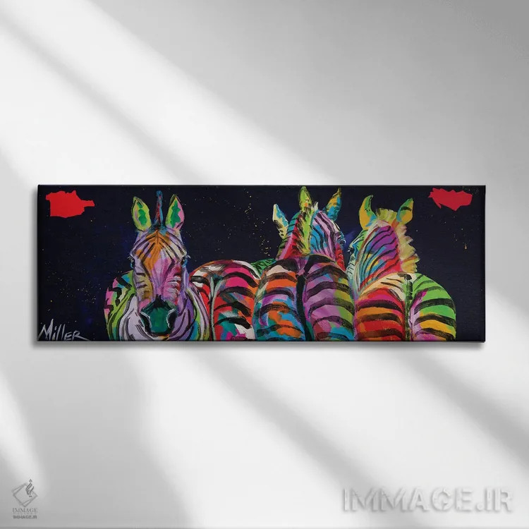 تابلو دکوراتیو گورخرها در یک صف اثر تریسی میلر - نمای روبهرو روی دیوار