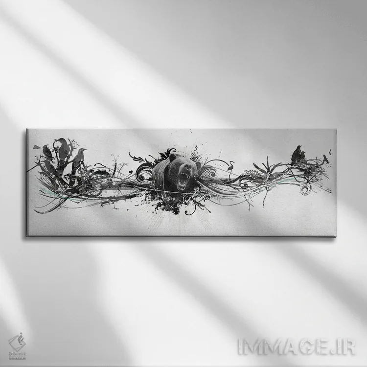 تابلو انتزاعی غرش خرس اثر تیس آلبرس - نمای روبهرو روی دیوار