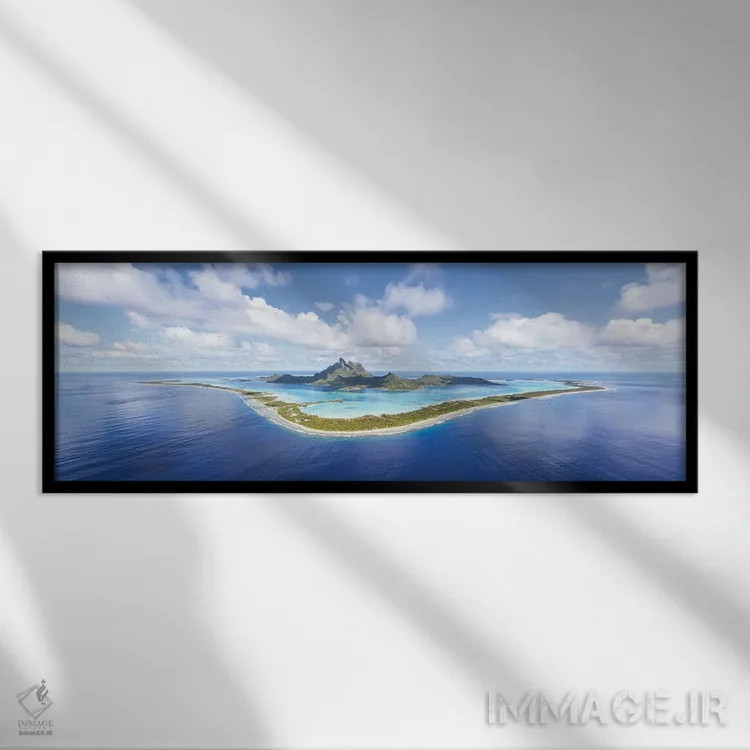 تابلو دکوراتیو Bora Bora,پانورامای هوایی بورا بورا اثر ماتئو کولومبو - نمای قابدار مشکی