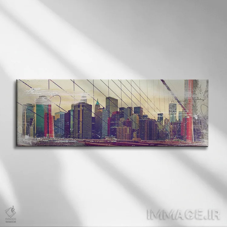 تابلو انتزاعی افق نیویورک اثر تیس آلبرس - نمای روبهرو روی دیوار