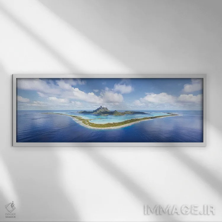 تابلو دکوراتیو Bora Bora,پانورامای هوایی بورا بورا اثر ماتئو کولومبو - نمای قابدار سفید