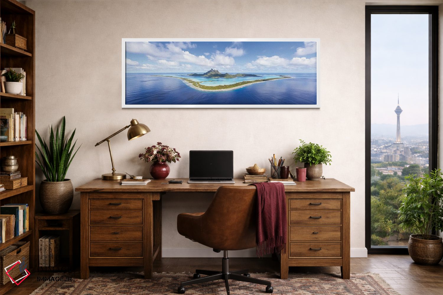 تابلو دکوراتیو Bora Bora,پانورامای هوایی بورا بورا اثر ماتئو کولومبو - D1W