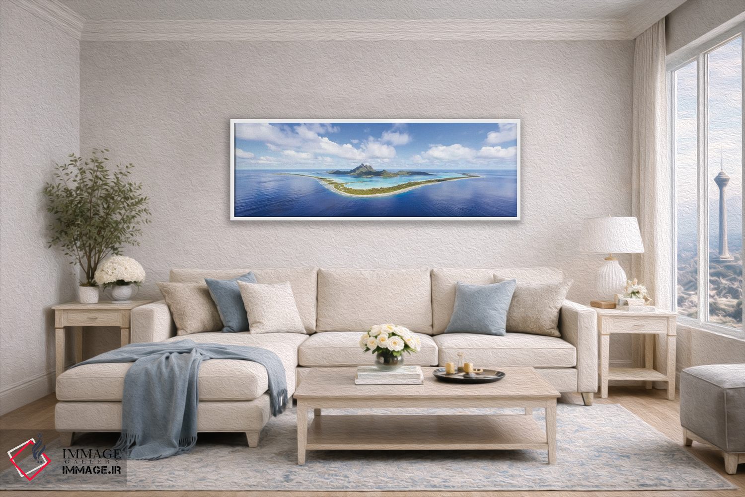 تابلو دکوراتیو Bora Bora,پانورامای هوایی بورا بورا اثر ماتئو کولومبو - D4W