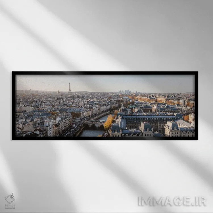 تابلو دکوراتیو پانورامای پاریس اثر ماتئو کولومبو - نمای قابدار مشکی