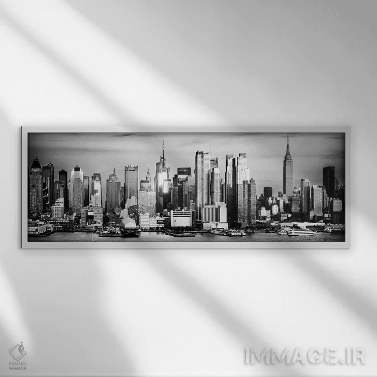 تابلو دکوراتیو خط افق کلاسیک نیویورک اثر ماتئو کولومبو - نمای قابدار سفید
