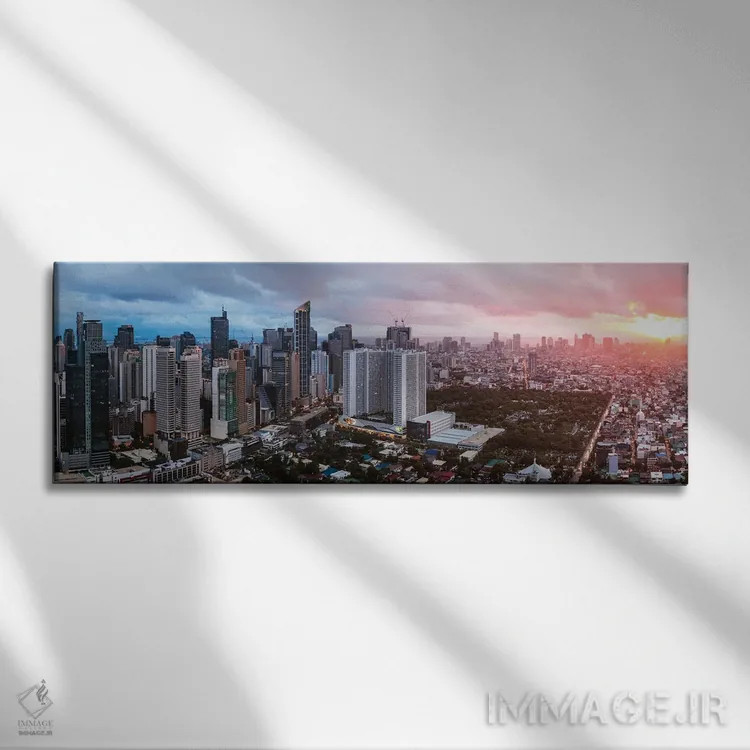 تابلو دکوراتیو Manila,خط افق ماکاتی، مانیل اثر ماتئو کولومبو - نمای روبهرو روی دیوار