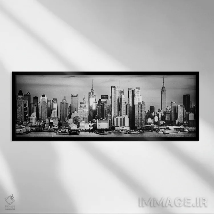 تابلو دکوراتیو خط افق کلاسیک نیویورک اثر ماتئو کولومبو - نمای قابدار مشکی