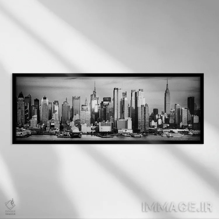 تابلو دکوراتیو خط افق کلاسیک نیویورک اثر ماتئو کولومبو - نمای قابدار مشکی
