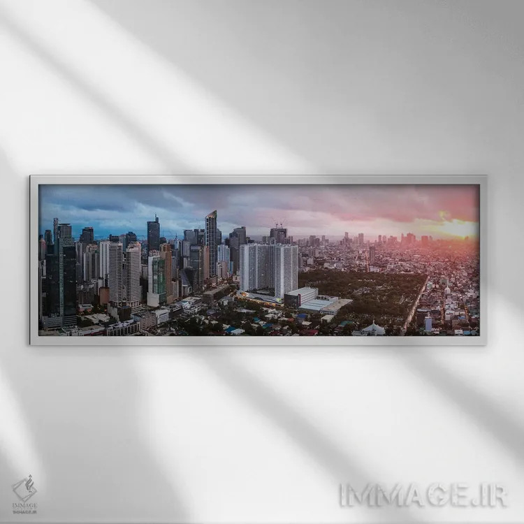 تابلو دکوراتیو Manila,خط افق ماکاتی، مانیل اثر ماتئو کولومبو - نمای قابدار سفید
