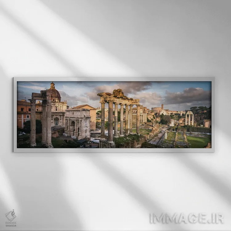 تابلو دکوراتیو Rome,نمای پانورامیک فوروم رم اثر ماتئو کولومبو - نمای قابدار سفید
