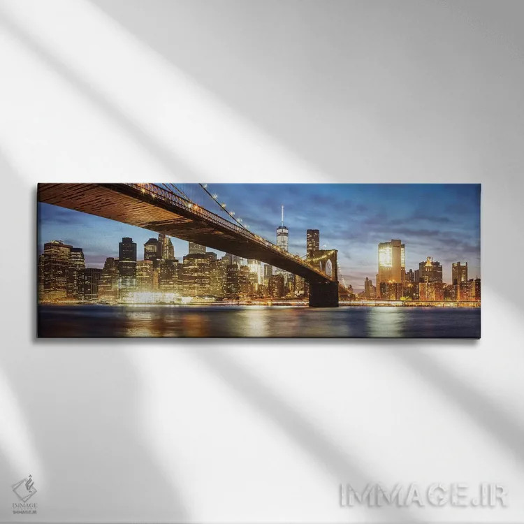 تابلو دکوراتیو New York,نمای پانورامیک پل بروکلین، نیویورک اثر ماتئو کولومبو - نمای روبهرو روی دیوار