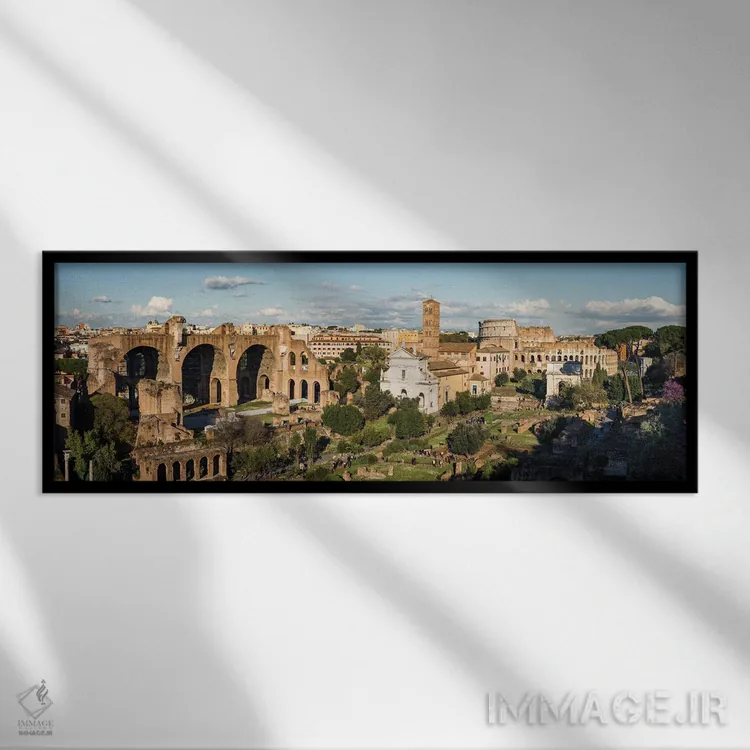 تابلو دکوراتیو Rome III,کولوسئوم و فروم، رم III اثر ماتئو کولومبو - نمای قابدار مشکی