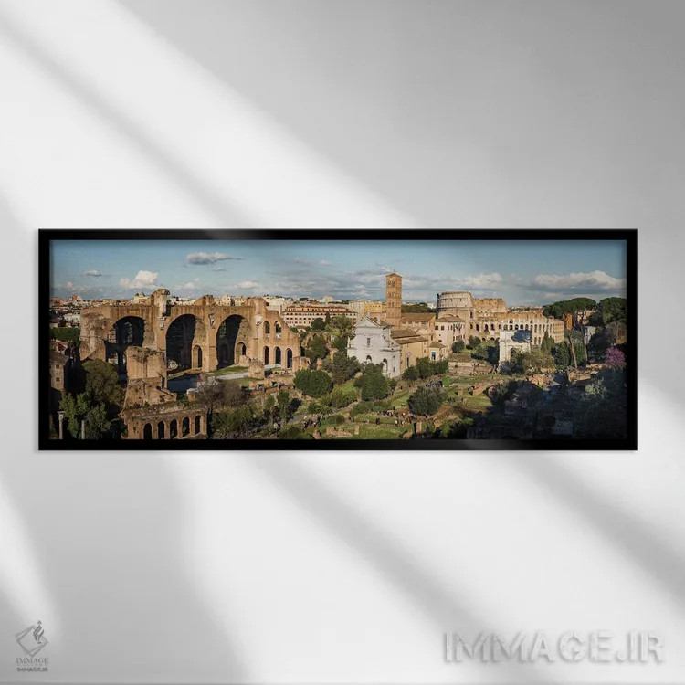 تابلو دکوراتیو Rome III,کولوسئوم و فروم، رم III اثر ماتئو کولومبو - نمای قابدار مشکی