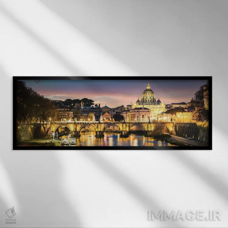 تابلو دکوراتیو Rome,گرگ و میش بر رود تیبر، رم اثر ماتئو کولومبو - نمای قابدار مشکی