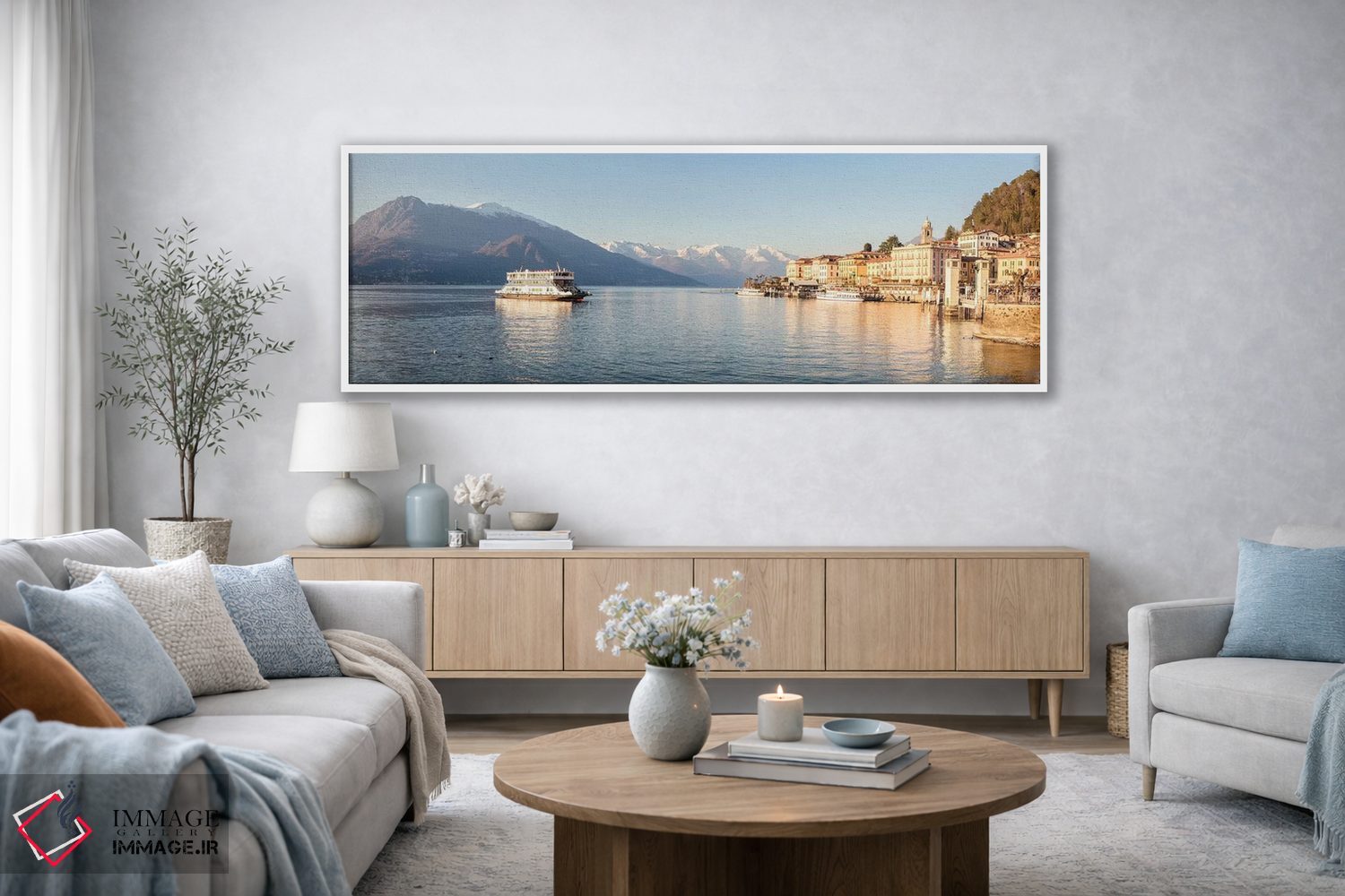 تابلو دکوراتیو Como Lake, Italy,نمای پانورامیک بلاجیو، دریاچه کومو، ایتا… اثر ماتئو کولومبو - D3W