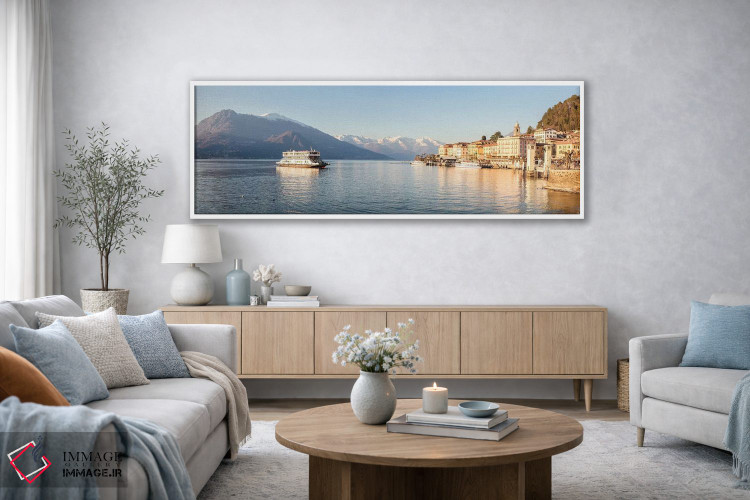 تابلو دکوراتیو Como Lake, Italy,نمای پانورامیک بلاجیو، دریاچه کومو، ایتا… اثر ماتئو کولومبو - D3W