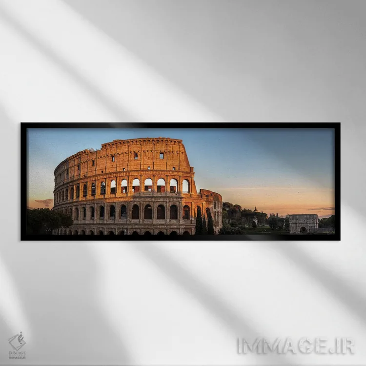 تابلو دکوراتیو Rome,نمای پانورامای کولوسئوم، رم اثر ماتئو کولومبو - نمای قابدار مشکی