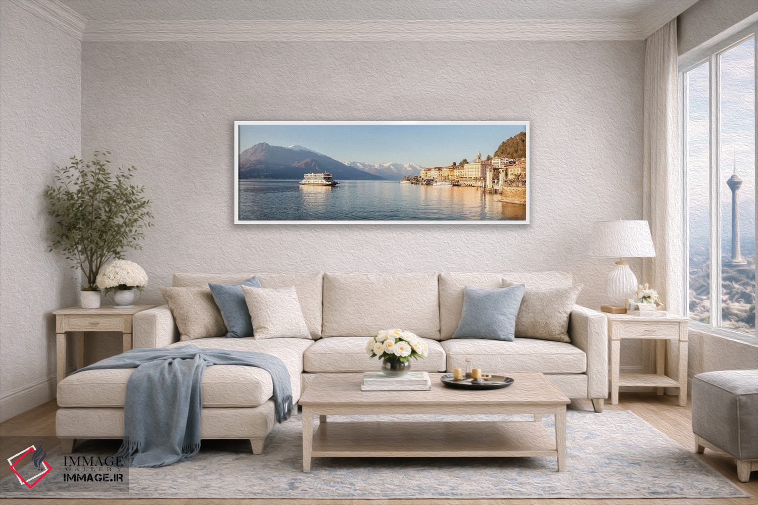 تابلو دکوراتیو Como Lake, Italy,نمای پانورامیک بلاجیو، دریاچه کومو، ایتا… اثر ماتئو کولومبو - D4W