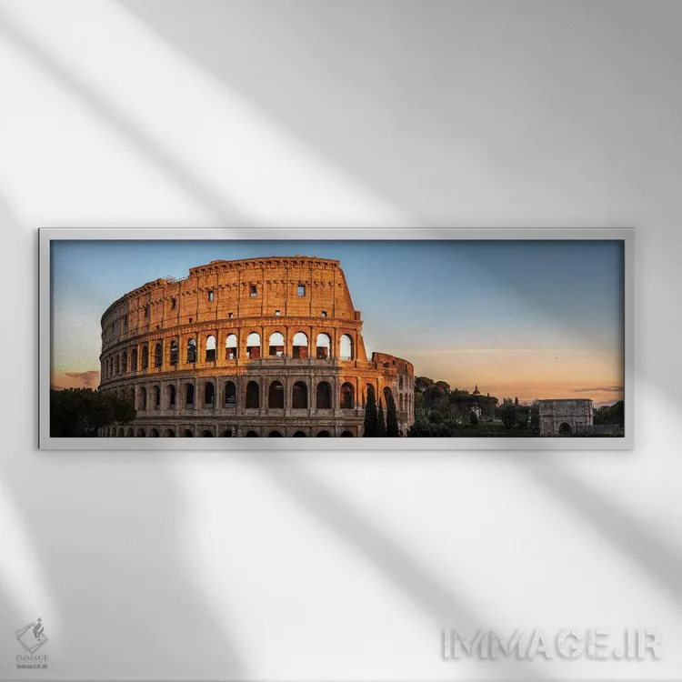 تابلو دکوراتیو Rome,نمای پانورامای کولوسئوم، رم اثر ماتئو کولومبو - نمای قابدار سفید