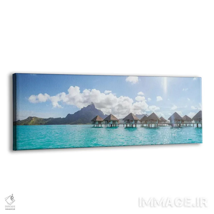 تابلو دکوراتیو منظره پانورامای خانه های ساحلی در بورا بورا اثر ماتئو کولومبو - نمای پرسپکتیو محصول