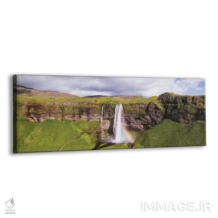 تابلو دکوراتیو نمای پانوراما از آبشار سلژالاندفوس، ایسلند اثر ماتئو کولومبو - نمای پرسپکتیو محصول