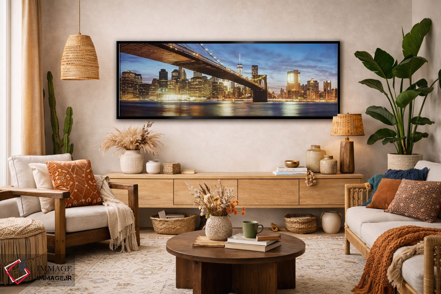تابلو دکوراتیو New York,نمای پانورامیک پل بروکلین، نیویورک اثر ماتئو کولومبو - D2B