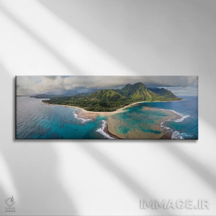 تابلو دکوراتیو نمای هوایی جزیره کائوآی، هاوایی اثر ماتئو کولومبو - نمای روبهرو روی دیوار