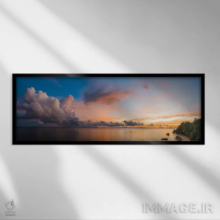 تابلو دکوراتیو Seychelles,غروب پانورامیک بر فراز اقیانوس، سیشل اثر ماتئو کولومبو - نمای قابدار مشکی