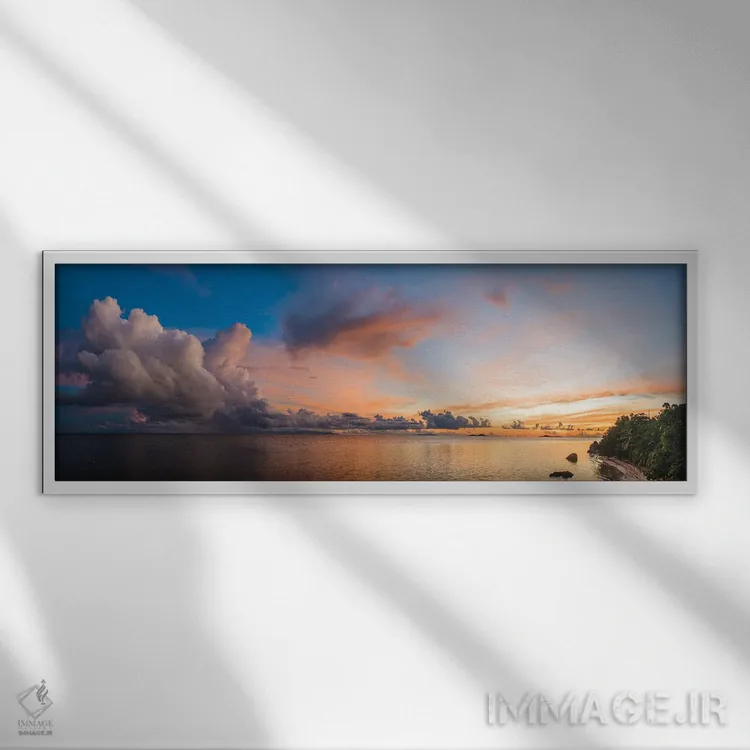 تابلو دکوراتیو Seychelles,غروب پانورامیک بر فراز اقیانوس، سیشل اثر ماتئو کولومبو - نمای قابدار سفید