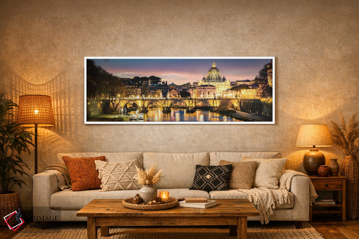 تابلو دکوراتیو Rome,گرگ و میش بر رود تیبر، رم اثر ماتئو کولومبو - D5W