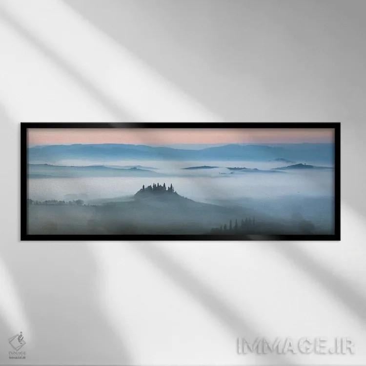 تابلو دکوراتیو Tuscany, Italy,وال درچیا در مه، توسکانی، ایتالیا اثر ماتئو کولومبو - نمای قابدار مشکی