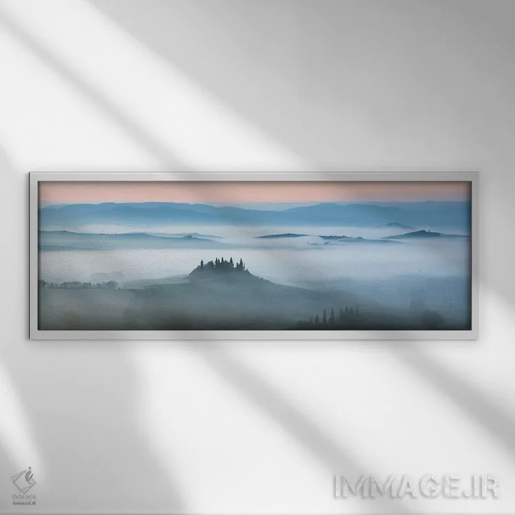 تابلو دکوراتیو Tuscany, Italy,وال درچیا در مه، توسکانی، ایتالیا اثر ماتئو کولومبو - نمای قابدار سفید