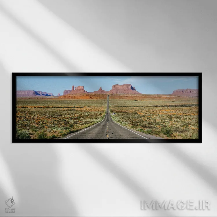 تابلو دکوراتیو Monument Valley, Arizona,بزرگراه ۱۶۳ آمریکا، دره یادمان… اثر ماتئو کولومبو - نمای قابدار مشکی