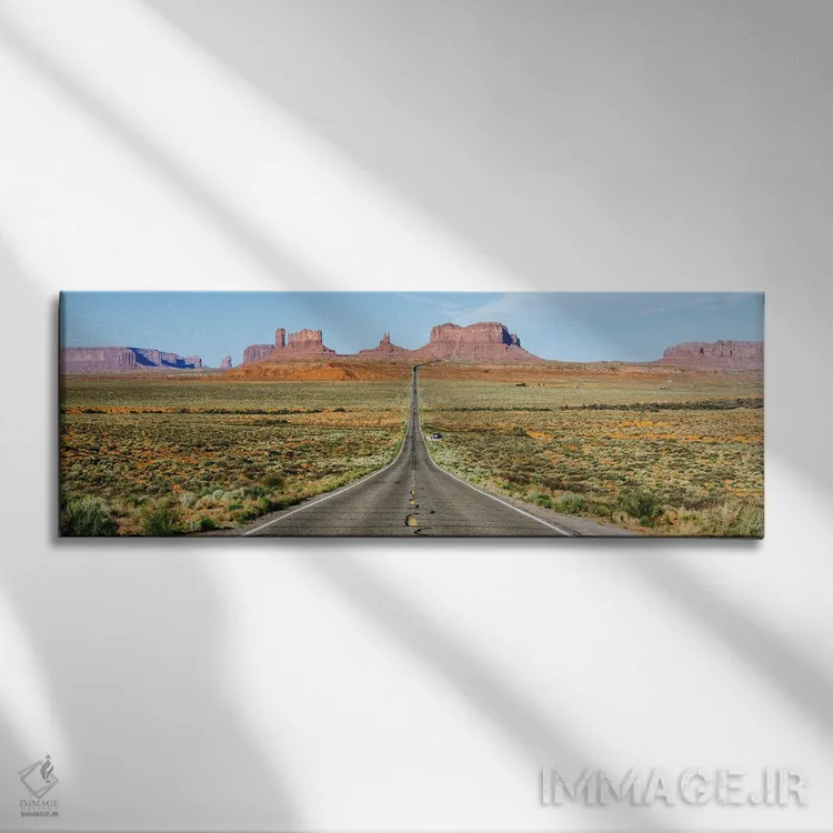 تابلو دکوراتیو Monument Valley, Arizona,بزرگراه ۱۶۳ آمریکا، دره یادمان… اثر ماتئو کولومبو - نمای روبهرو روی دیوار