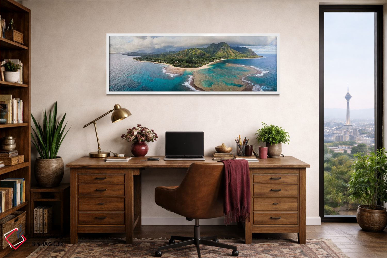 تابلو دکوراتیو نمای هوایی جزیره کائوآی، هاوایی اثر ماتئو کولومبو - D1W