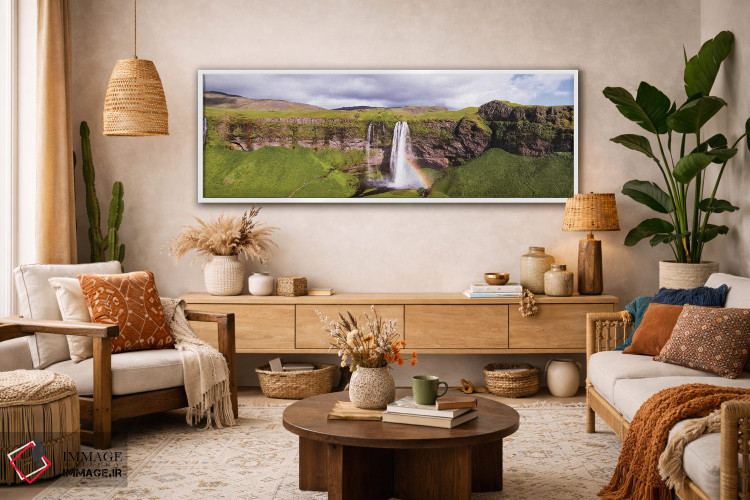 تابلو دکوراتیو نمای پانوراما از آبشار سلژالاندفوس، ایسلند اثر ماتئو کولومبو - D1W