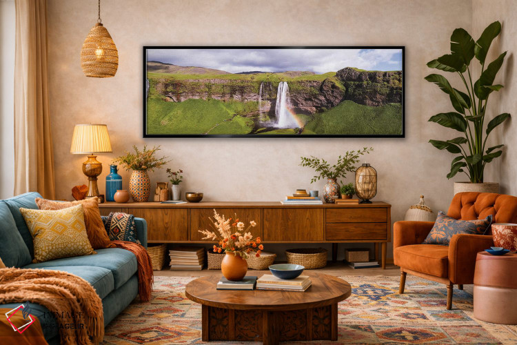 تابلو دکوراتیو نمای پانوراما از آبشار سلژالاندفوس، ایسلند اثر ماتئو کولومبو - D3B