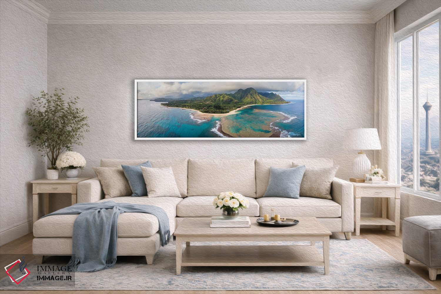 تابلو دکوراتیو نمای هوایی جزیره کائوآی، هاوایی اثر ماتئو کولومبو - D4W