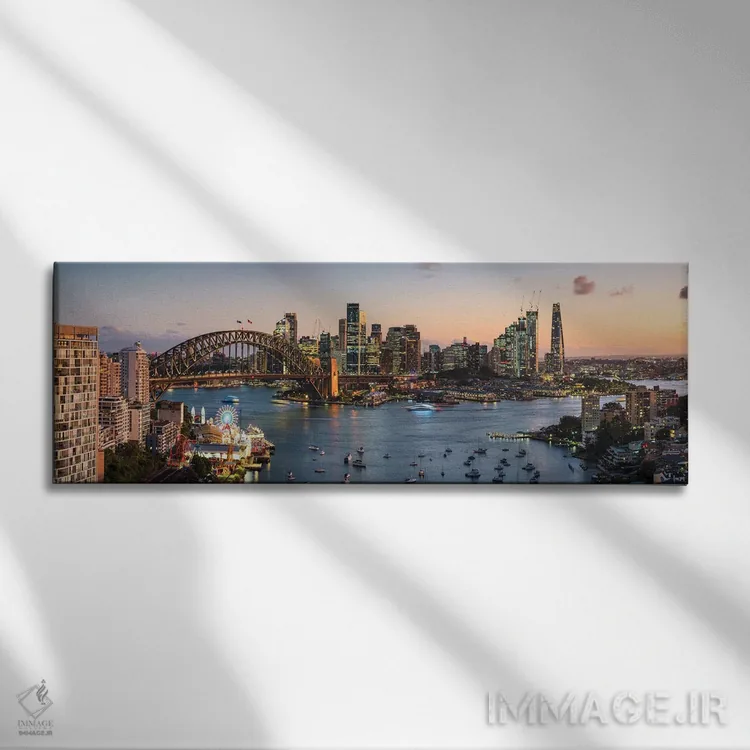 تابلو دکوراتیو Australia,نمای گسترده از خط افق سیدنی، استرالیا اثر ماتئو کولومبو - نمای روبهرو روی دیوار