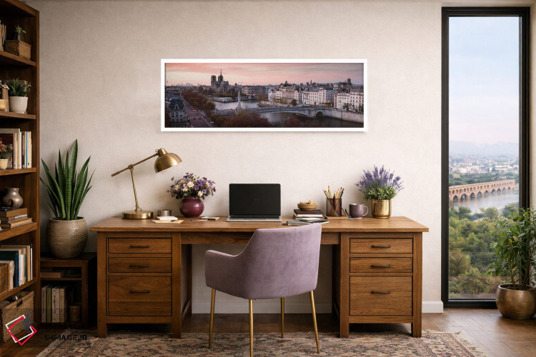 تابلو دکوراتیو Paris,منظره غروب پانوراما بر رود سن، پاریس اثر ماتئو کولومبو - D1W