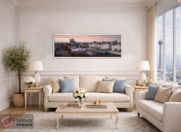 تابلو دکوراتیو Paris,منظره غروب پانوراما بر رود سن، پاریس اثر ماتئو کولومبو - D4W