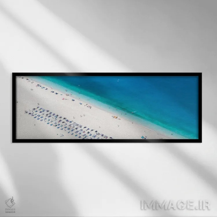 تابلو مدرن Cephalonia, Ionian Islands, Greece,نمای هوایی از ساحل میرتوس… اثر ماتئو کولومبو - نمای قابدار مشکی