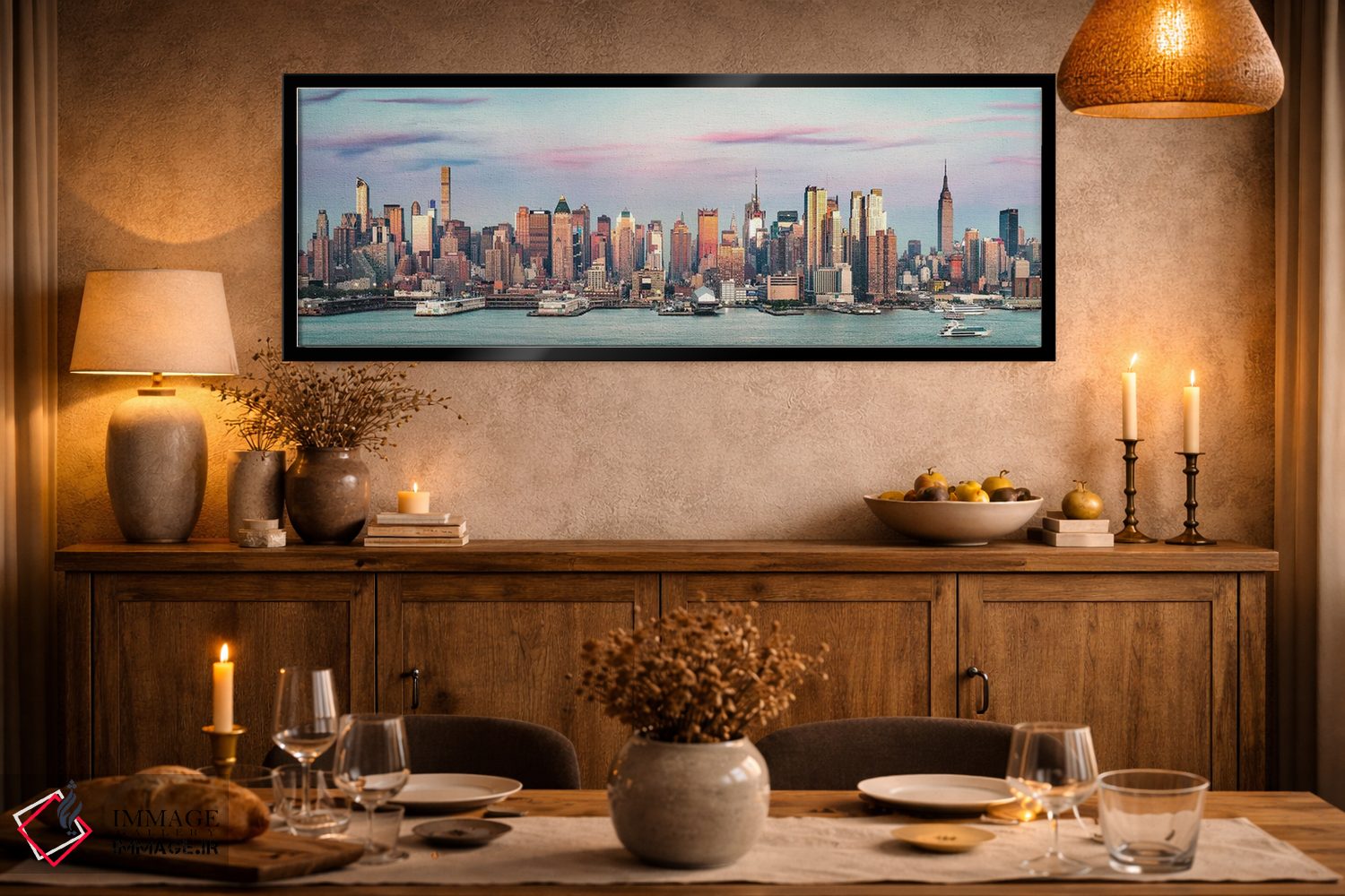 تابلو دکوراتیو خط افق نیویورک در غروب اثر ماتئو کولومبو - D2B