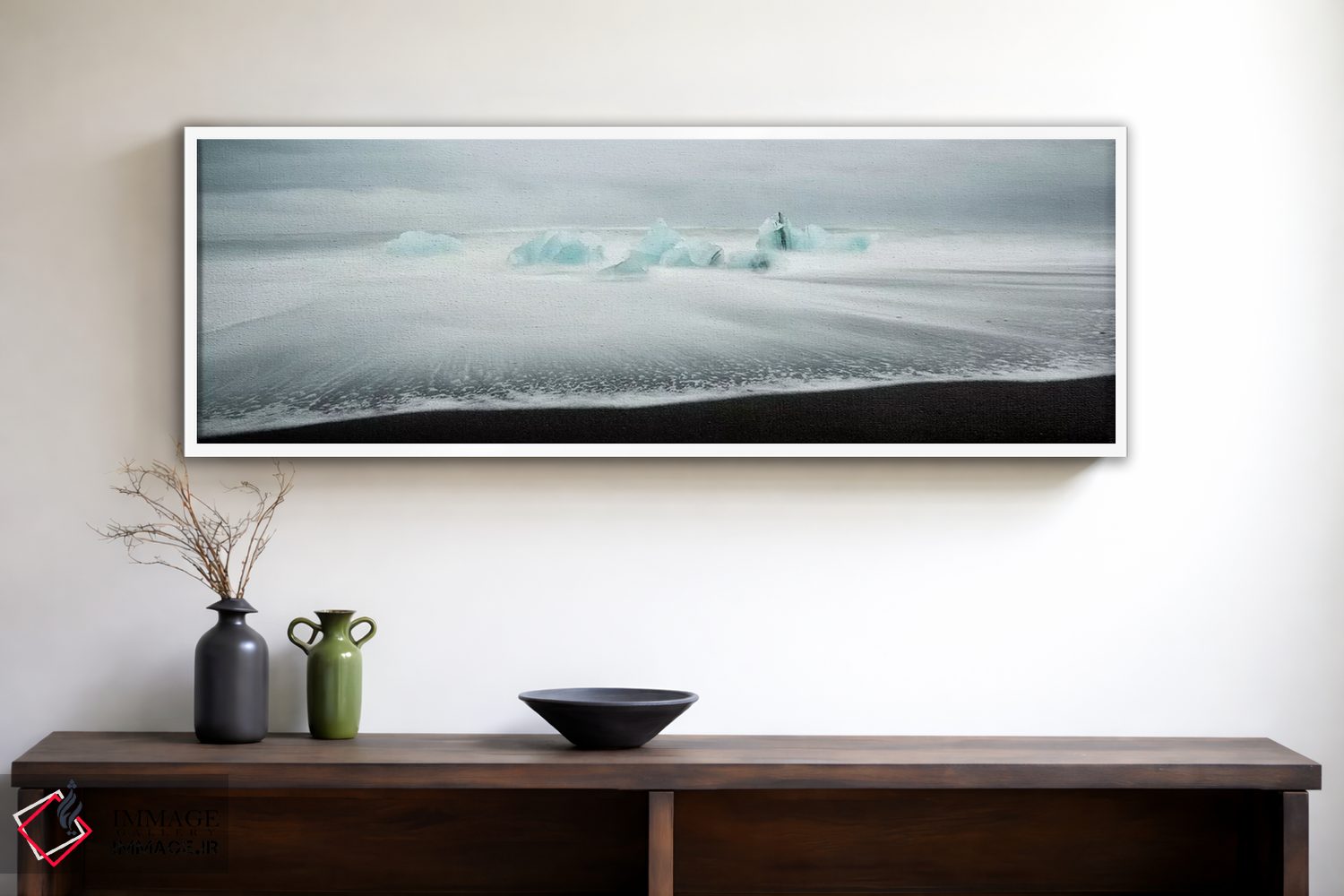تابلو دکوراتیو کوه یخ روی ساحل سیاه I اثر ماتئو کولومبو - D1W