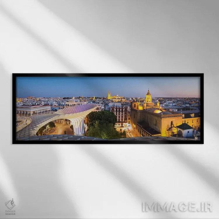 تابلو دکوراتیو Andalusia, Spain,سویا در گرگ و میش، آندلس، اسپانیا اثر ماتئو کولومبو - نمای قابدار مشکی