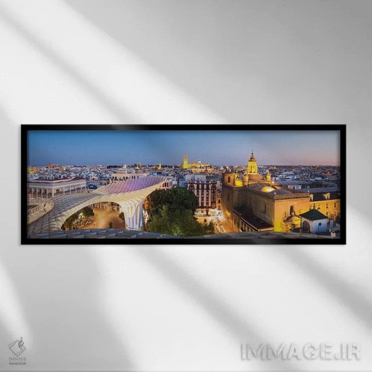 تابلو دکوراتیو Andalusia, Spain,سویا در گرگ و میش، آندلس، اسپانیا اثر ماتئو کولومبو - نمای قابدار مشکی