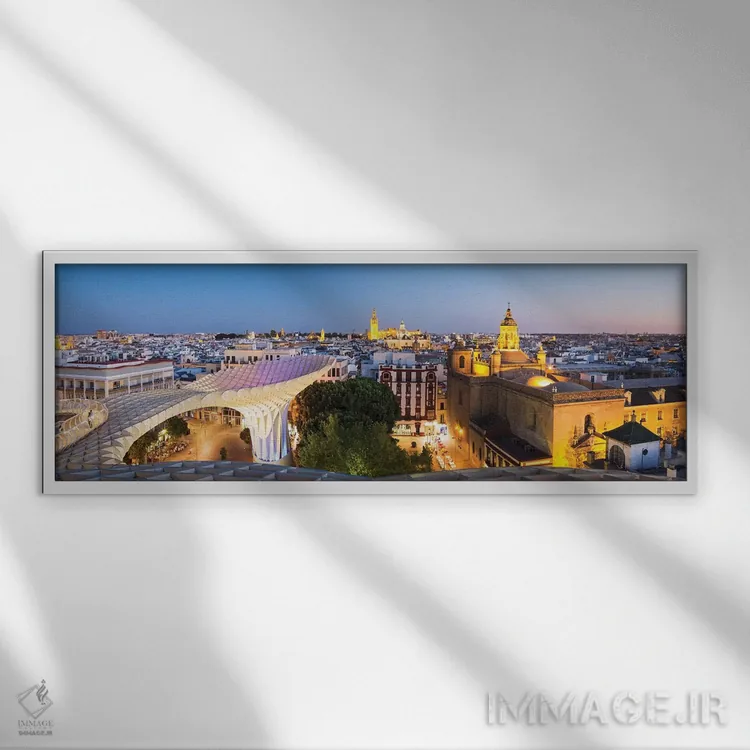 تابلو دکوراتیو Andalusia, Spain,سویا در گرگ و میش، آندلس، اسپانیا اثر ماتئو کولومبو - نمای قابدار سفید