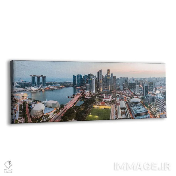 تابلو دکوراتیو Singapore,پانورامای خط افق هنگام غروب، سنگاپور اثر ماتئو کولومبو - نمای پرسپکتیو محصول