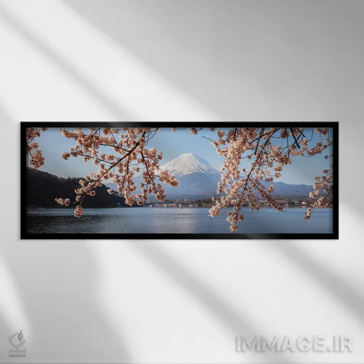 تابلو دکوراتیو Japan I,کوه فوجی و درختان گیلاس، ژاپن I اثر ماتئو کولومبو - نمای قابدار مشکی